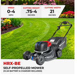 Honda HRX-BE 21-Inch Walk Behind 12 AH Battery Powered Lawn Mower with 2 Battery Bays, Variable Speed Self Propelled Lawn Mower with 2.2 Bushel Capacity, Easy-Off Grass Bag (HRX217YXBEXA6)