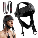 Neck Harness Weight Lifting, Neck Trainer Exerciser Equipment with Adjustable Heavy Duty Steel Chin Straps for Neck Strength and Pain Relief, Portable Head Harness for Weight Lifting,Home and Gym Use