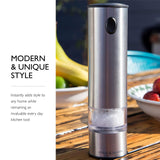 Cole & Mason Battersea Electronic Salt & Pepper Mill Gift Set - One-Button Electric Spice Grinder with Large Grinding Chamber - Adjustable Grind Knob - Electric Kitchen Tool - Stainless Steel