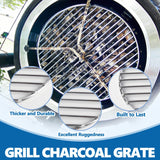 SafBbcue Round Cast Iron Grill Grate for Char-Griller AKORN Jr. Portable Kamado Charcoal Grill and Smoker Replacement Parts, Charcoal Grate for Kamado Akorn E86714 Grills Accessories, with Grid Lifter