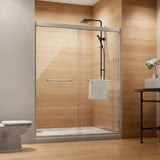 AMAPO Shower Door Double Sliding 60in.W x 72in.H Semi-Frameless Shower Doors,1/4 inch Clear Tempered Glass Door for Walk-in Shower, Brushed Nickel