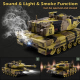 Supdex 1/24 RC Tank -2.4Ghz Remote Control Army Tank with 360°Rotating Turret, Auto Demo, Sound & Smoke & Light, Military Vehicles Model Gift for Boys 6-8