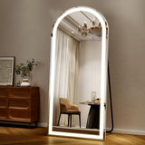 Easly 26x68 inch Full Length Mirror with Lights, LED Lighted Floor Standing, Hanging Full Length with Stand, Full Body Dressing Mirror with Dimmable 3 Color LED