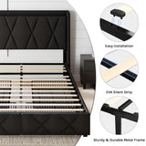 nesture. King Storage Bed Frame with 4 Large Drawers, Platform Bed with Upholstered Button Headboard & Charging Station, Wingback Storage Headboard, Noise-Free, No Box Spring Needed, Black