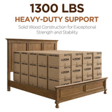 LUXOAK Solid Wood Queen Bed Frame, Traditional Wooden Platform Bed