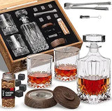 Whiskey Gift Set, 14 Pcs - Whiskey Decanter + Wooden Smoker + Old Fashioned Glasses