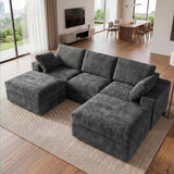 ReeQuo 120" Oversized Modular Sectional Sofa, Boneless Couch for Living Room, Modern Comfy 5 Seat U Shaped Cloud Couch Sectional with Movable Ottoman, Removable Covers, 28" Extra Deep Seat, Dark Grey