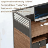 Modern Cubicle Office Workstation Desk with Privacy Panels, Modular Multi-Person Partition Desk, Computer Desk with Storage & for Office, Call Center & Team Workspace (B-Left, 1 P)