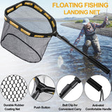 PLUSINNO Floating Fishing Net for Steelhead, Salmon, Fly, Kayak, Catfish, Bass, Trout Fishing, Rubber Coated Landing Net for Easy Catch & Release, Compact & Foldable for Easy Transportation & Storage