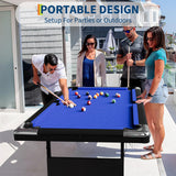 6 or 7 ft Billiards Table, Portable Billiards Tables, Pool Tables for Full Size, Pool Table Set for Family Game Room, Adult Rrec Room, Basements, Man Cave or Garage, Blue