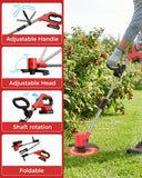 Electric Weed Eater 21V, Battery Powered Cordless String Trimmer, Weed Trimmer with Auto Line Feed, Weed Wacker Lawn Edger with 2 x 2.0Ah Battery and Fast Charger