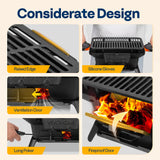 VIVOHOME Rectangle Cast Iron Charcoal Grill with Double-Sided Grate, Portable Outdoor BBQ Grill, Compact Tabletop Grill Stove (Note: The charcoal grid is made of stainless steel, not cast iron)