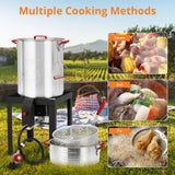 30 Qt Turkey Deep Fryer & 10 Qt Fish Fryer Kit, Aluminum Seafood Crawfish Boiler Pot w/38000 BTU Outdoor Propane Stove Burner Stand for 20 Lb Turkey
