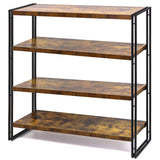 Bookshelf,4-Tier Industrial Bookcase,Rustic Wood and Metal Open Display Book Shelves Home Office