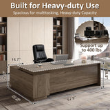 63" L-Shaped Executive Desk with Reversible Storage Cabinet, Locking Drawers & Cable Management
