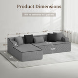 SUNSHINE VALLEY 104" 4-Seat Sectional Boneless Couch Living Room Grey