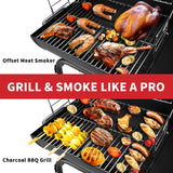 Kendane Barrel Charcoal Grill, Large Charcoal Grills with Side Shelf, Outdoor BBQ Grill,Perfect for Backyard Camping, Patio Parties and Picnics