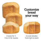 Bread Maker Machine, Digital, Programmable, 12 Settings + Gluten Free, Dishwasher Safe PFAS-Free Nonstick Pan + Kneading Paddle, 2 lb Capacity, Black Hamilton Beach