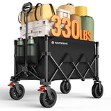 Wagons Carts Foldable, Collapsible Foldable Wagon 330lbs Capacity, Large Capacity Wagon Cart with All-Terrain Wheels,Heavy Duty Utility Wagon Cart