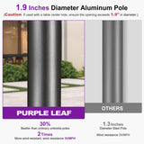 PURPLE LEAF Table Sun Umbrella 10 FT Round with Base Semi Auto Lift, Gray