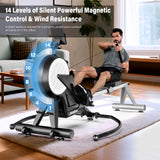 pooboo Rowing Machines for Home, Dual Wind & Magnetic Resistance, Foldable Row Machine 400 LB Weight Capacity, 14 Levels (Black Classic)