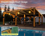 Jocisland 20' x 20' Cedar Wood Gazebo with Sloped Galvanized Steel Roof