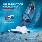 ENHULK Pool Vacuum for Above Ground Pool, Upgraded 13.4" Wide Head & Telescopic Pole, 18.5 GPM Powerful Suction, 60 Mins Runtime, Cordless Handheld Rechargeable Pool Cleaner for Inground Pools, PC15