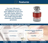 KitchenAid® 84211643 1/2-Horsepower Continuous Feed Food Waste Disposer Replaces KGIC300H