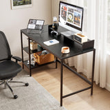MINOSYS 47-inch Computer Desk with Storage Shelf - Your Ideal Black Gaming Desk for Bedrooms, Small Spaces