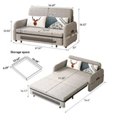 NessCarsti 61.1" W Convertible Pull-Out Sofa Bed Couch with Hidden Storage