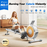 MERACH Rowing Machine with App, 16 Levels of Magnetic Resistance, Exclusive Dual Slide Rail Rower, 350LB Max Weight Rowing Machines for Home Use, Q1S White