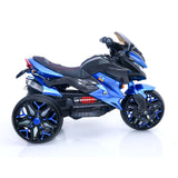 12V Electric Kids Motorcycle for 3-8 Year Old Boys Girls, 3-Wheel Ride-On Toy Motorbike with Lighting Wheels, Music Player (Connect with Phone) and Hand Drive (Blue)