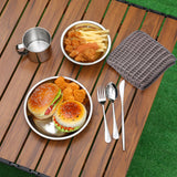 Lallisa 44 Pcs Outdoor Camping Cookware Mess Kit Polished Stainless Steel Dishes Camping Utensils Portable Tableware with Plates Cups Spoons Forks Knives Mesh Bag for Backpacking Hiking