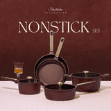 CAROTE Pots and Pans Set Nonstick, 16pcs Cookware Set Nonstick Non-Toxic & PFOA&PFOS-Free, Dishwasher, RV/Camping Cookware Set, Cooking Pots with Lids,Wine Red