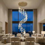 BESTWEST 23-Lights Wave Chandelier for High Ceilings, Dimmable Foyer Chandelier for High Ceiling, Large Pendant Light Fixture for Staircase Entryway Living Room, 3 Color Temperatures (Gold, 23-Light)