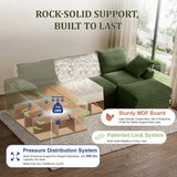 NABUMI 107" Modular Sectional Sofa with Storage, L-Shaped Boneless Couch with Movable Ottoman, Deep Seat Memory Foam Corduroy 4-Seater Cloud Couches for Living Room, Tool-Free Assembly, Green