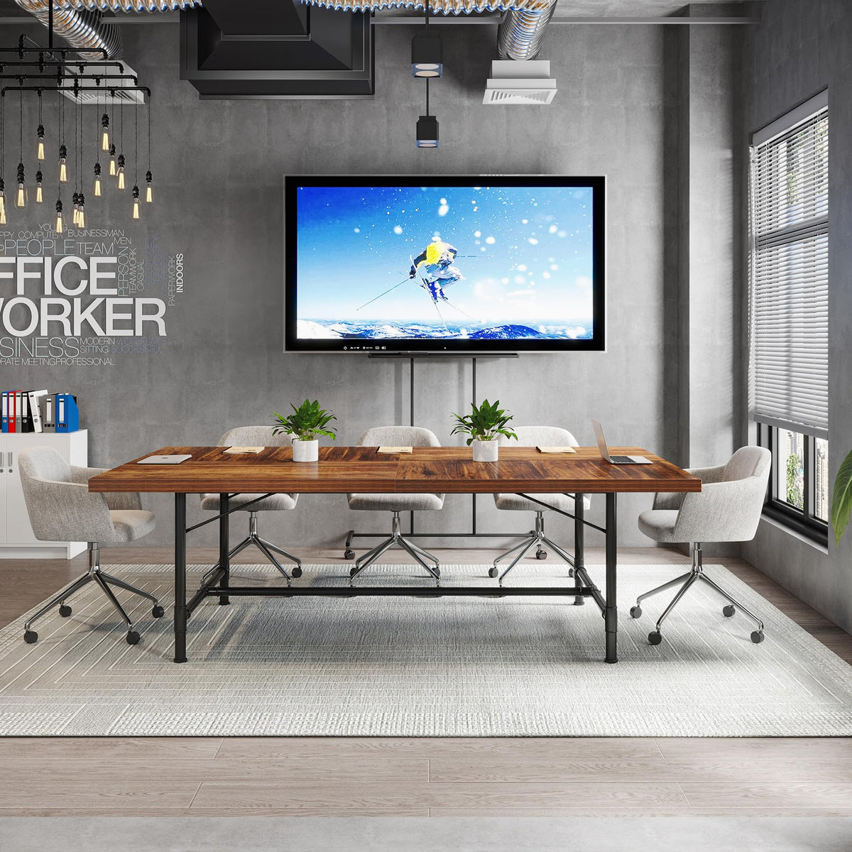 Tribesigns 6FT Conference Table, Rustic Rectangle 70.8