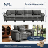 PHI VILLA 157.5" Oversized Modular Sofa 4-Seat Straight Sectional Couch