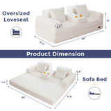 MAXYOYO Sofa Bed, 80-Inch Oversized Boneless Loveseat, 2 Cup Holders