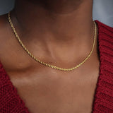Porment 2.5mm Dainty Rope Necklaces for Women & Men Stackable 14K Gold Chain for Men Simple Trendy Womens Necklaces Waterproof Non-tarnish Gold Jewelry Unisex Gift Lifetime Quality