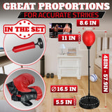 Adjustable Youth Punching Bag with Stand for Teens Ages 8–15 – 58" Reflex Boxing Training Set with Gloves & Pump, Standing Boxing Equipment