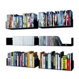 Wallniture Bali Black U Shape Floating Shelves for Wall, CD DVD Storage Shelves
