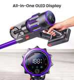 Cordless Vacuum Cleaner,650W 55KPA 80Mins Vacuum Cleaners for Home with Self-Standing,Smart Display,V-Shaped Anti-Tangle Brush,Wall Mount Charging,Cordless Stick Vacuum for Home,Floors,Carpet,Pet Hair