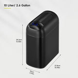 EKO Astro Slim Sensor Trash Can, 10L / 2.6 Gallon Touchless Garbage Bin with Soft-Close Retractable Wing Lid, Motion Sensor Stainless Steel Trash Can for Bathroom and Office, Waterproof, Black