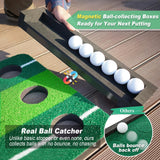 SENSECLUB Golf Putting Game Set, Indoor Foldable Putting Green Mat 12 Holes, Golf Gifts for Men - 1.5x11.5 Ft with Ball-Collect System