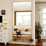 GLSLAND-38 x 77" Rectangular Full Length Mirror - Large Floor Mirrors Aluminum Alloy Frame Full Body Dressing Mirror for Bedroom, Living Room,Gold