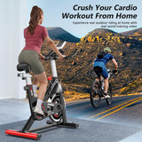 POOBOO Exercise Bike, Stationary Bike for Home Gym, Friction Resistance Indoor Cycling Bike w/Comfortable Seat Cushion & Tablet Mount, Silent Belt Drive Indoor Bike for Cardio Workout pooboo