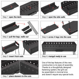 Charcoal Grill for 12 Skewers - Portable Barbecue Camp Grills Mangal Schaschlik - Foldable Metal Mangal - Kebab Shish BBQ for EDC Picnic Outdoor Cooking Camping Hiking (Skewers Not Included)