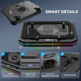 DeskLogics Laptop Cooling Pad, Quiet Turbo Fan Laptop Cooler for 12-19 Inch Gaming Laptop and MacBook, Height Adjustable Laptop Cooling Stand with RGB Light, Sealed Airflow Cooler Pad, USB Powered