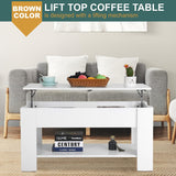 PayLessHere | 39" Lift Top Coffee Table | White | with Hidden Storage